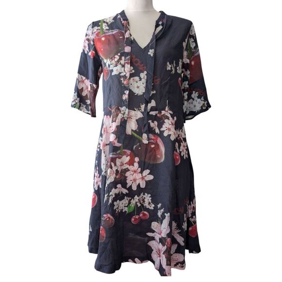 Pacha 1966 Sweet Cherry Tie V Neck Dress S - Picture 5 of 14